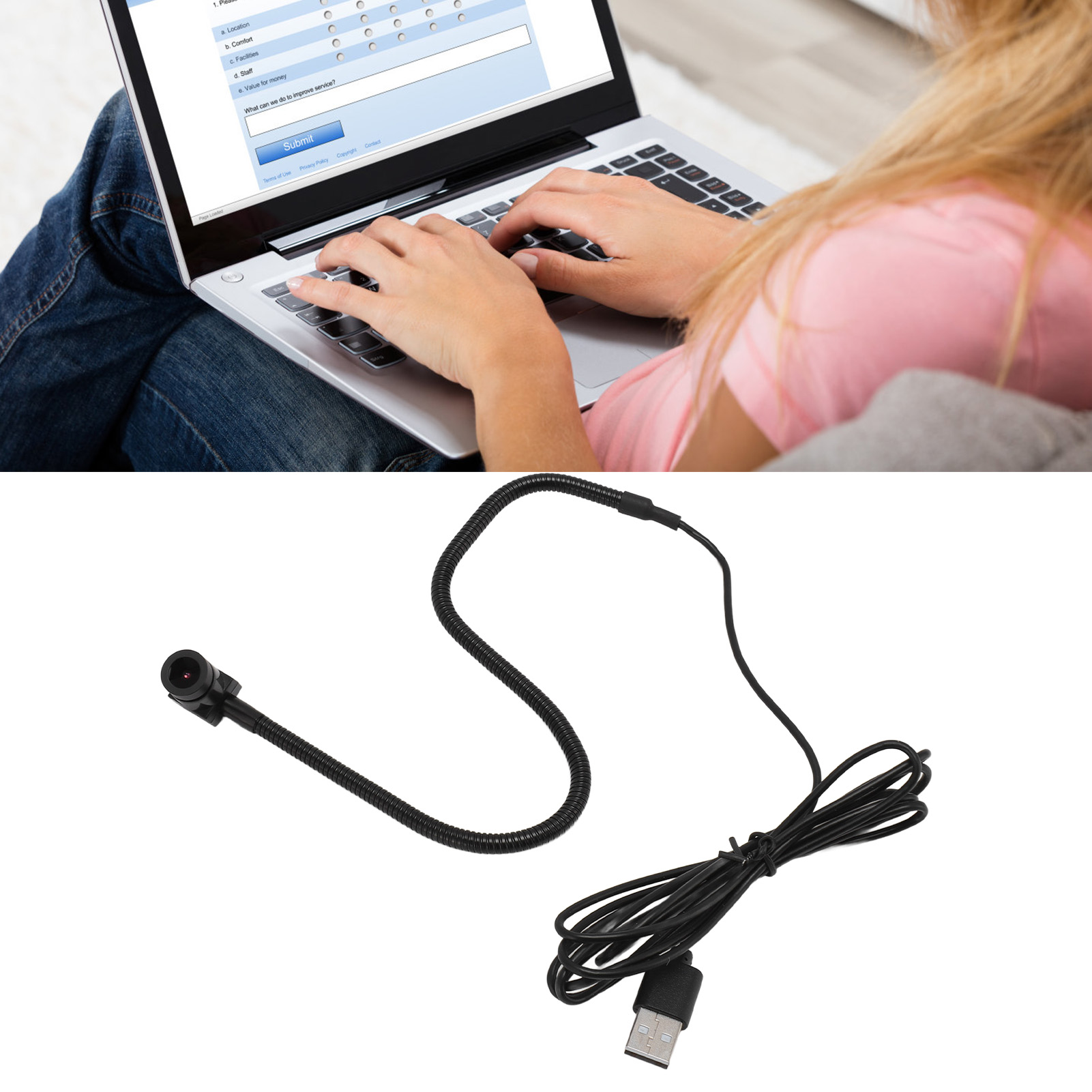 Middle Screen Webcam, Multi Focus Mode Center Webcam USB Plug Clear Sound  for PC