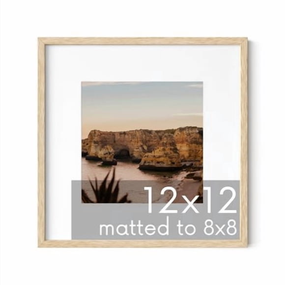 Haus And Hues Solid Oak 12 X12 Picture Frame Matted To 8 X8 - 12X12 Wood Frame 12X12 Frame With Mat 12X12 Frame Wood 12 By 12 Square Frame With Mat Modern 12 X 12 Picture Frame (Beige Oak Frame)