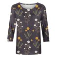 thumbnail image 4 of Pompotops T-shirt Ample Imprimé pour Femme Blouse à Manches 3/4 Col Rond Hauts Décontractés Liquidation, 4 of 5