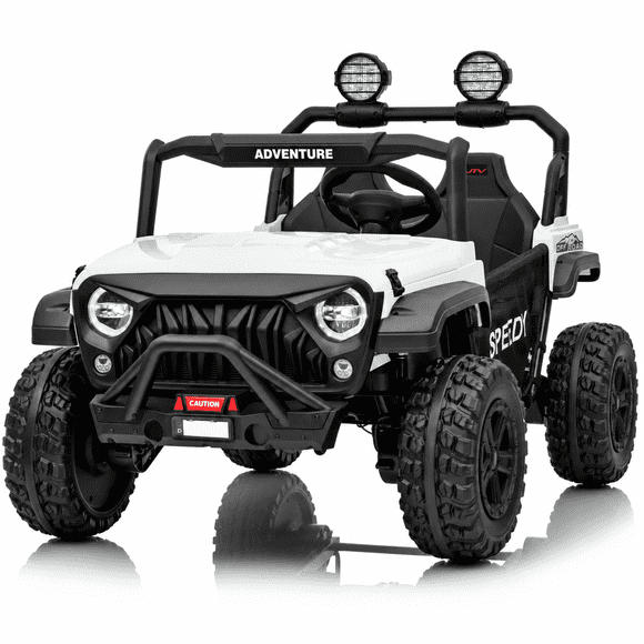 Kids on Wheelz HAVOC 3.0 24V 2-Seater Electric UTV Ride-On Car for Kids with Parent Remote Control, Reinforced Metal Frame, Quad Motors, LED Lights & Bluetooth Music, White