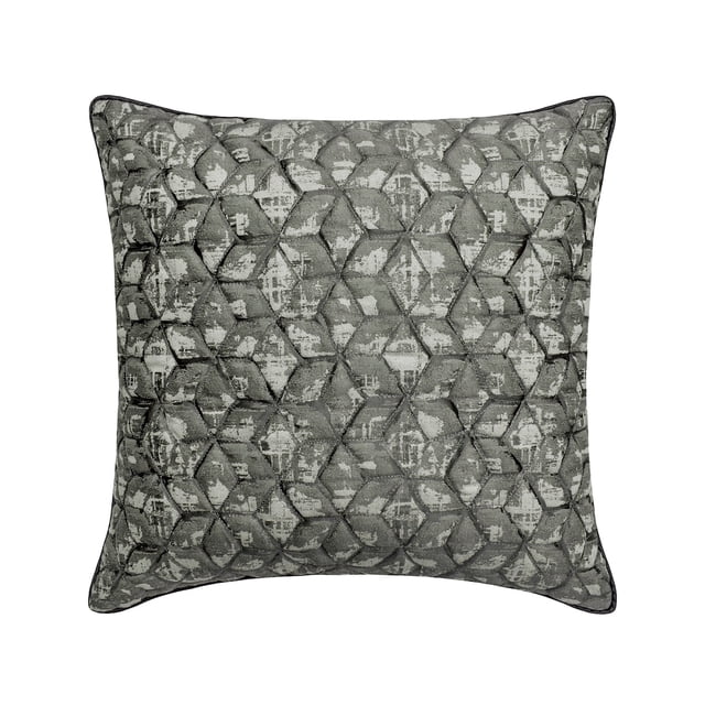 The HomeCentric Cushion Covers, Grey Pack of 2, 18"x18" (45x45 cm) Pillow Covers, Silk Quilted Jacquard Throw Pillows For Sofa, Geometric Pattern Modern Style Easter - Symmetry