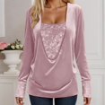 thumbnail image 2 of Sparkly Tops for Women 2026 Spring Fashionable Y2K Long Sleeve V Neck Loose Velvet Sequin Patchwork T Shirts Rave Outfit, 2 of 8