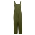 thumbnail image 3 of Moxiu Combinaison d'Été en Lin pour Femmes Chic Décontractée Ample Sans Manches Salopette Tablier Coton Lin Pantalon à Jambes Larges Combishort avec Poches Vert,XXXXXL, 3 of 8