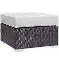 thumbnail image 1 of Modway Ottomane de Patio Carrée en Tissu et Rotin, Espresso/blanc, 1 of 3
