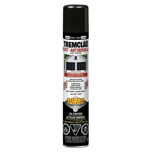 Rust-Oleum Tremclad Turbo Gloss Spray Paint, Black, 680g