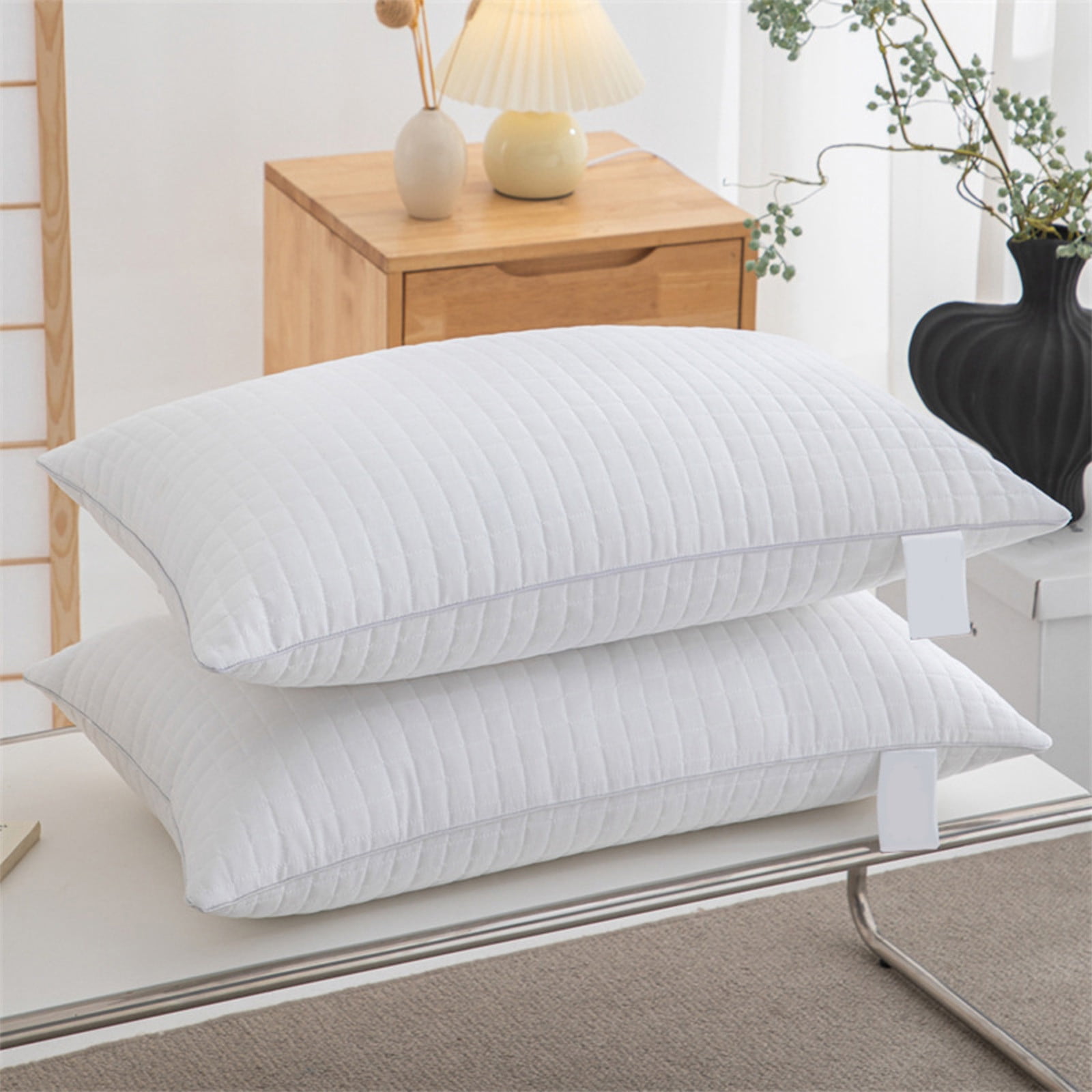 Danhjin Cotton Core Hotel Grade Down Pillow Exquisite Plaid Craftsmanship Creating A Luxurious Sleeping Experience Suitable for All Sleeping Positions Made of Friendly