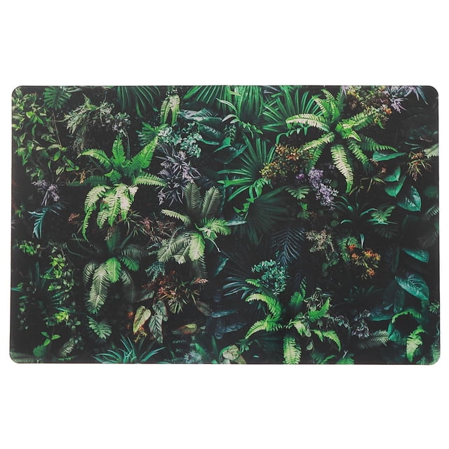 Napperon en Plastique pour Mur de Salon - Ensemble de 12 Présentant une Impression Détaillée de Plantes Tropicales Vertes et de Fougères sur un Fond Foncé, Fabriqué en Plastique durable Mesurant 17,32 par 11,22 Pouces, Idéal pour Protéger les tables à Manger contre les Taches et la Chaleur, Convient aux Repas Intérieurs et Extérieurs.