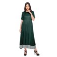 thumbnail image 4 of Moomaya A Line Cotton kurti For Women Pleated Long Designer Solid Anarkali Dress, 4 of 5
