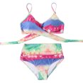thumbnail image 4 of Flywake Women Criss Cross High Waisted String Floral Printed Print Bandage 2 Piece Bathing Suits, 4 of 9