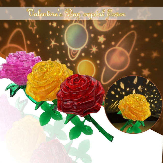 Fufafayo 3Pcs Crystal Building Block Puzzle 3D DIY Model Kit, Romantic Home Decor, Creative Brain Teaser Gift for Adults Teens, Desk Ornament for Office Living Room Bedroom