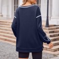 thumbnail image 4 of Penkiiy Chandails à Manches Longues pour Femmes, Col Rond, Fermeture Éclair Latérale, Hauts Tendance Automne 2024, S, Marine, 4 of 7