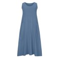 thumbnail image 2 of XZNGL Robe Longue d'Été pour Femmes Mode d'Été pour Femmes Décontractée Couleur Unie Sans Manches Coton Lin Robe Longue Longue Robe d'Été pour Femmes Longue Robe pour Femmes Été Coton Robe d'Été pour Femmes, 2 of 9