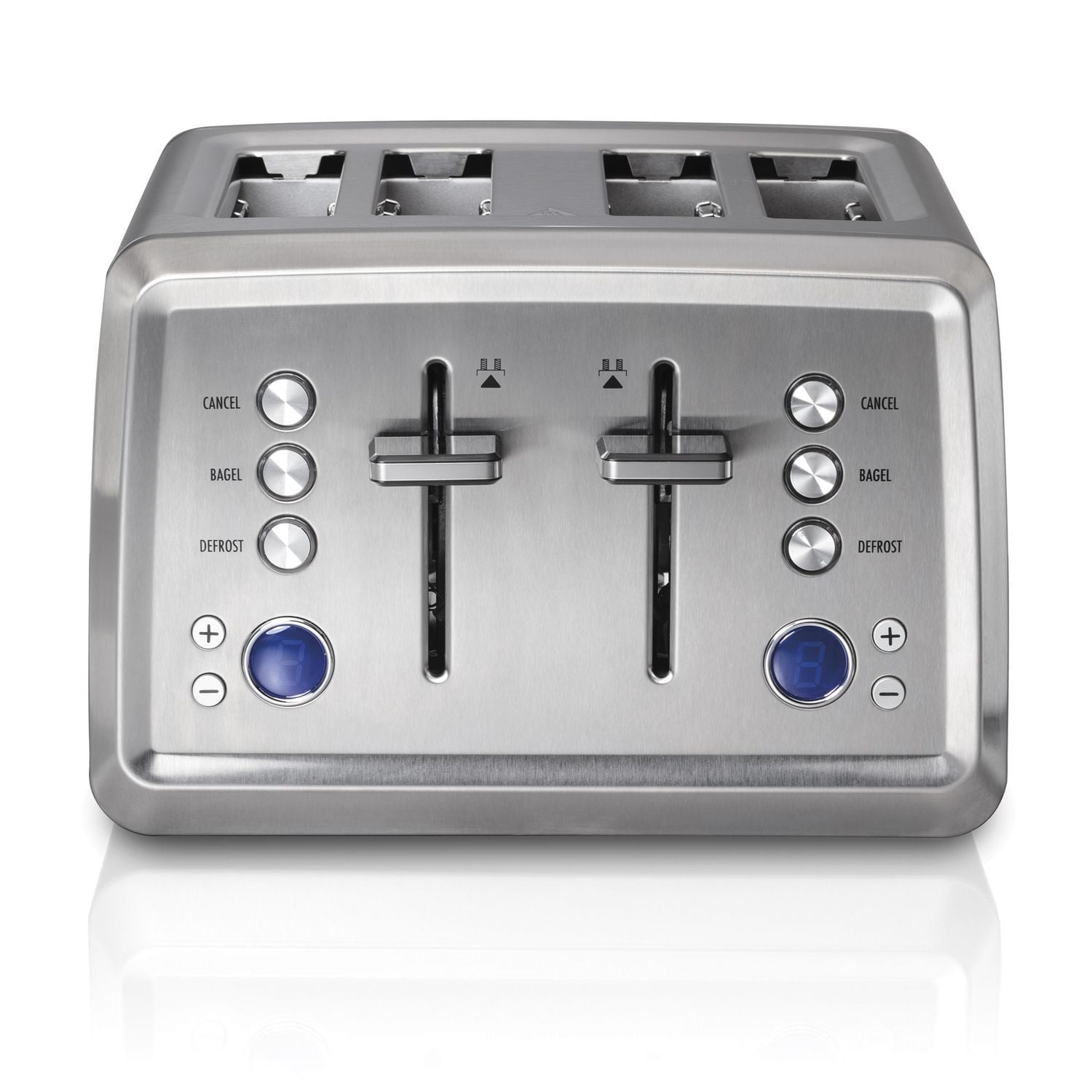 Hamilton Beach Digital 4 Slice Toaster, Extra-Wide Slots, Bagel & Defrost Settings, Stainless Steel (24796)