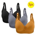 thumbnail image 2 of VEKDONE 3PC Woman's Large Size Solid Color Without Steel Ring Gathering Comfortable Bras Daily Bra Yellow 42/95, 2 of 3