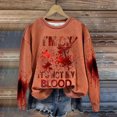 thumbnail image 2 of Rbaofujie Chandails pour Femmes Halloween Mode Chandail Décontracté pour Femmes à Manches Longues à Col Rond Imprimé Chandail pour Dames Hauts Blouse Orange Chandails à Capuche Graphiques, 2 of 3