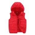 thumbnail image 1 of MIASHUI Vestes d'Hiver pour Enfants, Bébé Garçons Filles, Chaud Sans Manches à Capuche, Rouge, 4-5 Ans, 1 of 3