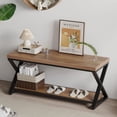 thumbnail image 3 of Banc en Bois Intérieur Banc d'Entrée en Bois avec Étagère de Rangement pour Chaussures pour Vestibule Banc d'Entrée Industriel Siège pour Vestibule Chambre Salon Organisation d'Entrée Chêne Rustique Long, 3 of 4