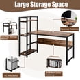 thumbnail image 4 of Costway Bureau d'Ordinateur Multifonction avec Étagères de Rangement à 4 Niveaux Brun Rustique, 4 of 9