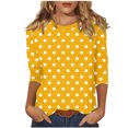 thumbnail image 1 of Lenpel T-Shirts pour Femmes Grande Taille Décontractés à Manches 3/4, Col Ras du Cou, T-Shirts Imprimés, Hauts, Tuniques de Printemps Été, 1 of 5