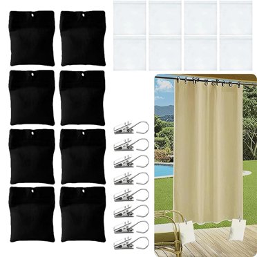 Elodie 8 Pcs Poids pour Rideaux d'Extérieur Pratiques Robustes contre le Vent pour Patio Extérieur Noir