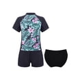 thumbnail image 2 of TTAO Kids Girls Short Sleeves Bathing Suits 3 Pieces Water Sports Swimming Surfing Rash Guard Set Black 10, 2 of 4