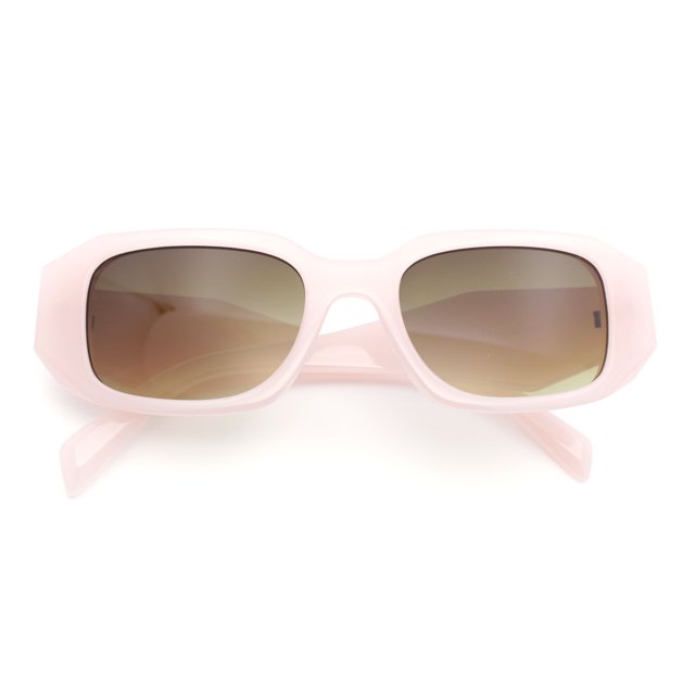 Womens Mod Bold Geometric Bevel Narrow Rectangle Minimal Plastic Sunglasses Pink - Brown