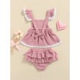 thumbnail image 4 of Honganda Baby Girl Dress Set, Lace Hem Decor Ruffle Suspender Skirt  Shorts, 4 of 9
