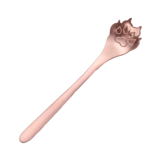 Ruiboury Exquisite Stainless Steel Mixing Spoon For Tea Essential For Tea Lovers Essential For Tea Drinking Stainless Steel Spoon dog paw rose gold 1 2Set