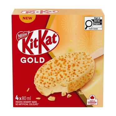 KITKAT Gold, Wafer Flavoured Frozen Dessert Bars, Crunchy White Chocolatey Coating, 4 x 80 ml