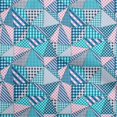thumbnail image 1 of oneOone Polyester Lycra Teal Blue Fabric Check Patchwork Sewing Material Print Fabric By The Yard 56 Inch Wide, 1 of 5