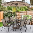thumbnail image 4 of Costway Table à Manger d'Extérieur 59 Pouces Trou pour Parasol en Aluminium Coulé Toutes Saisons 6 Personnes Bronze, 4 of 10