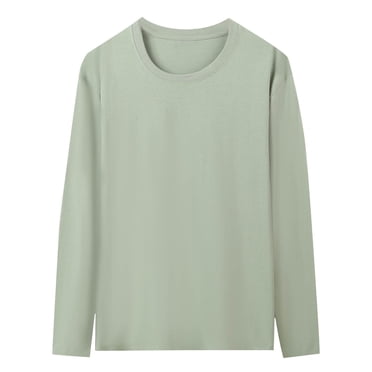 Viluyesy Mens Long Sleeve Shirt Crewneck Plus Size Stretch Soft Lightweight Pullover Shirt Casual Mens T Shirt for Men Outdoor Fashion Sweatshirt Mint Green 5XL