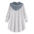 thumbnail image 3 of Womens Cardigan Plus Size Button Plush Tops Hooded Loose Cardigan Wool Coat Winter Jacket Navy Xl, 3 of 3