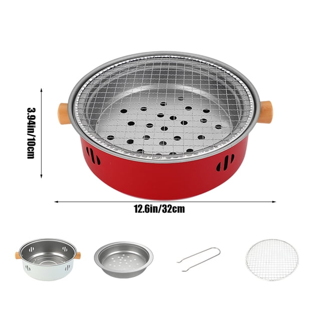 Lksixu Barbecue Rond d'Extérieur Barbecue Autour du Poêle Cuisson Thé Barbecue Gril Gril Charbon Feu de Bois Friteuse d'Extérieur Pièce Gadgets de Cuisine