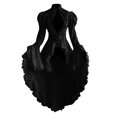 thumbnail image 2 of LSLJS Women's Lace Patchwork Stand-Up Collar Flared Sleeves Sliming Retro Dresses, Gothic Dress, 2 of 5