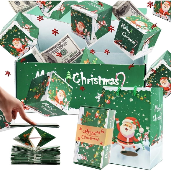 Cagogo under $5 Christmas Surprise Box, Christmas Surprise Box Gift Set with Bouncing Mechanism, Romantic Poping Up Gift Box for Proposals Birthdays, Red Envelope Christmas Party Supplies