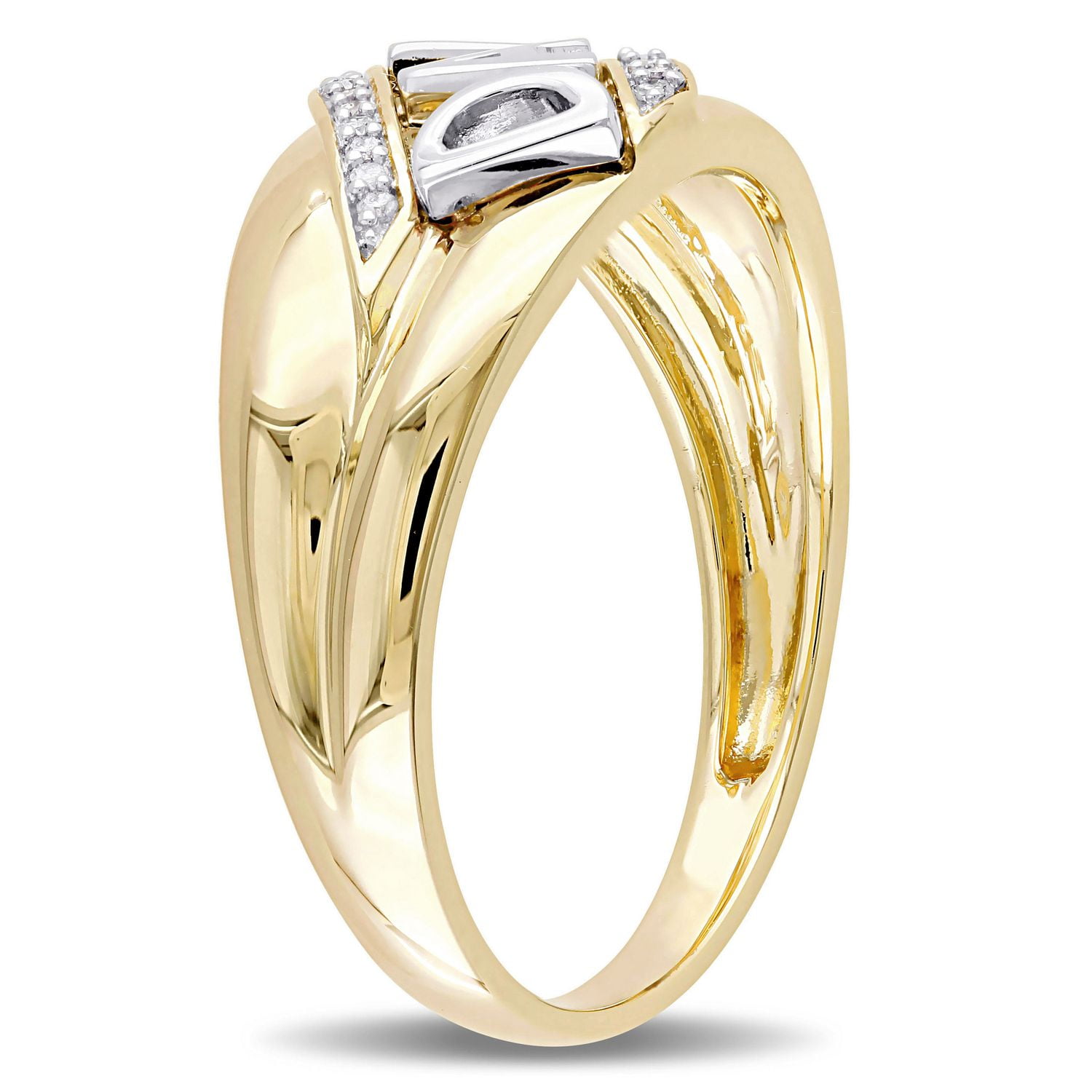 Bague pour homme ''Dad'' Miabella avec accents de diamants en or jaune 10K