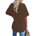 thumbnail image 4 of WEIYLL Women's T Shirts Ladies Basic Solid Color V Neck Short Sleeve Brown Tee Sizes M, 4 of 5