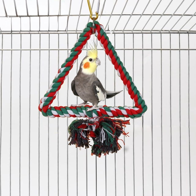 FHBVT Bird Cage Rope Swing Perch Gnaw Resistant Hanging Design Metal Core Tassel Chew Toy Cultivate Coordination Equilibrium for Budgie Canary Parakeet Cockatiel Bird Cage Pet Bird Supplies Decor