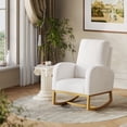 thumbnail image 2 of Nursery Rocking Chair, Rocking Chair Nursery for Mom, Comfy Upholstered Nursery Rocker with High Back & Pocket, Modern Wingback Accent Chair for Reading Living Room Bedroom, 2 of 7