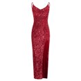 thumbnail image 3 of Gspmoly Robes Grande Taille pour Femmes aux Formes, Robe pour Femme Robe de Soirée Aguichant Fendue Col en V à Paillettes Mode Sans Manches Été Robes Formelles pour Femme jusqu'à 70 % de Rabais, 3 of 4