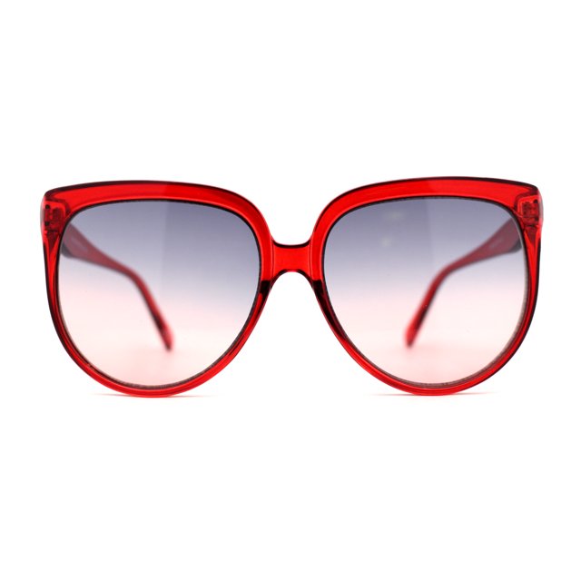 Womens Oversize Nerdy Round High Temple Horn Rim Sunglasses Red Black Red