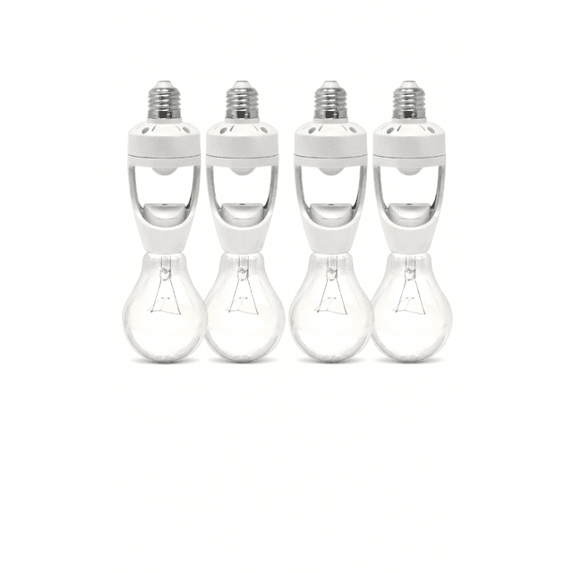 LED Concepts Motion & Dusk to Dawn Sensor Socket Cap, 180° Detection for Lamps & Light Fixtures, 4 Pack