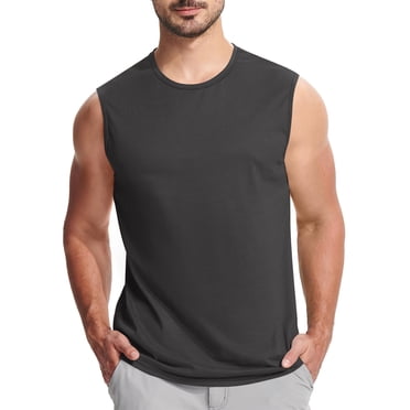 Summer Savings Clearance! Horkkom Mens Tank Top Casual Solid Color Crew Neck Sleeveless Shirts Summer Outdoor Athletic Muscle Shirts