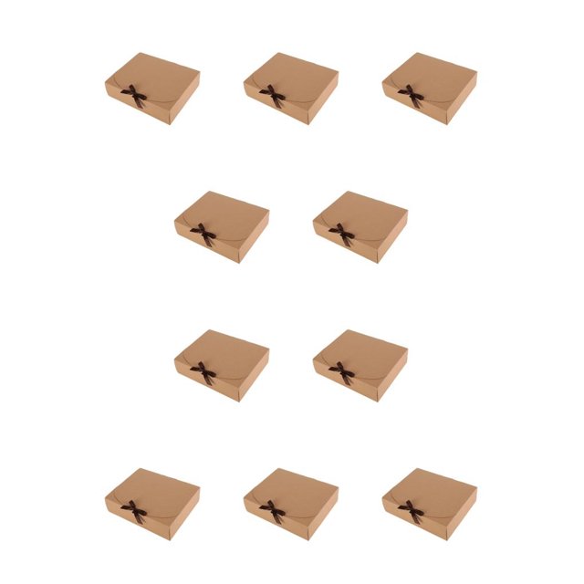 10 Pieces Paper Gift Packaging Box with Ribbon Wedding Ceremony Engagement Cookie Candy Packing Case Portable Favor Boxes Brown 11x11x5cm