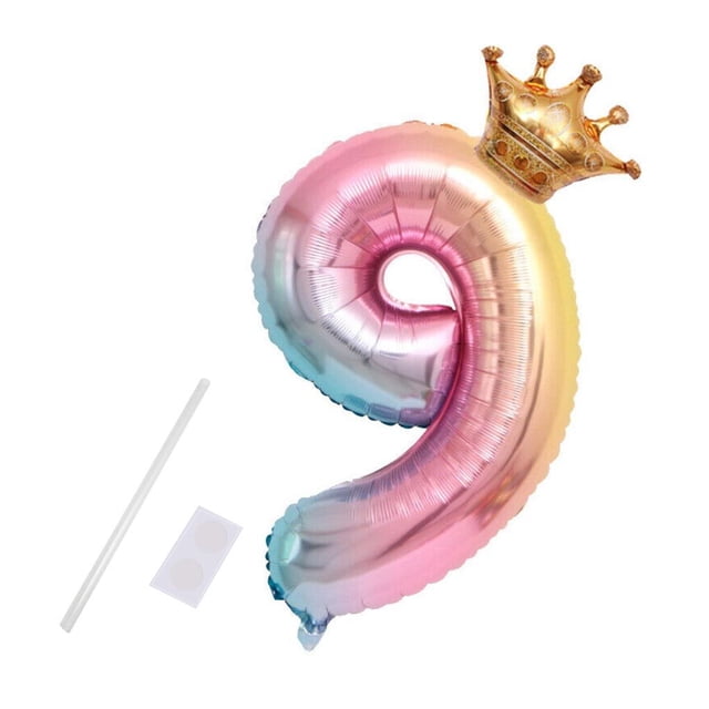 Party Balloon with Gradient Color Birthday gradient balloon 32 Party Decor Aluminum Foil Balloon 32 Inch, Number 9