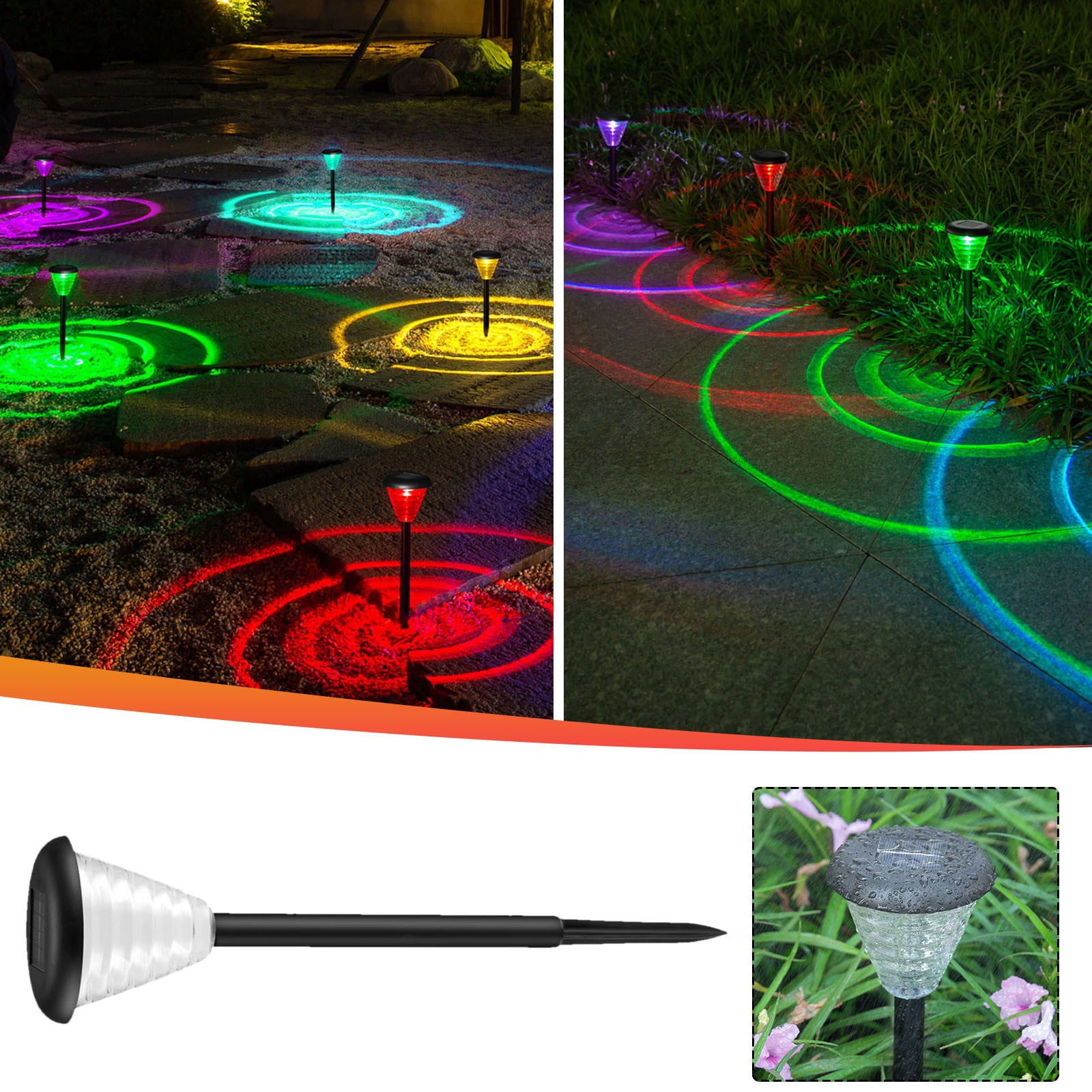 EGNMCR Solar Garden Lights For Outdoor Christmas Decoration, LED Solar Lights, RGB Color Changing Solar Lights, Outdoor Paths, Courtyards Solar Light