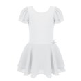 thumbnail image 2 of Oyolan Kids Girls Ruffle Short Sleeve Gymnastics Leotard Tutu Dress Basic Ballet Dance Clothings White 3-4, 2 of 7