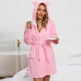 thumbnail image 3 of Ccpelsie Plush Soft Robes for Women Premium Fleece Womens Robe Cozy Fall Winter Warm Bathrobe with Pockets(Red,M), 3 of 3