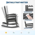 thumbnail image 4 of Patio Furniture HDPE Rocking Chair Outdoor Poly High Back Porch Rocker Chairs for Adults All Weather Resistant Furniture for Patio Front Porch Gray, 4 of 8